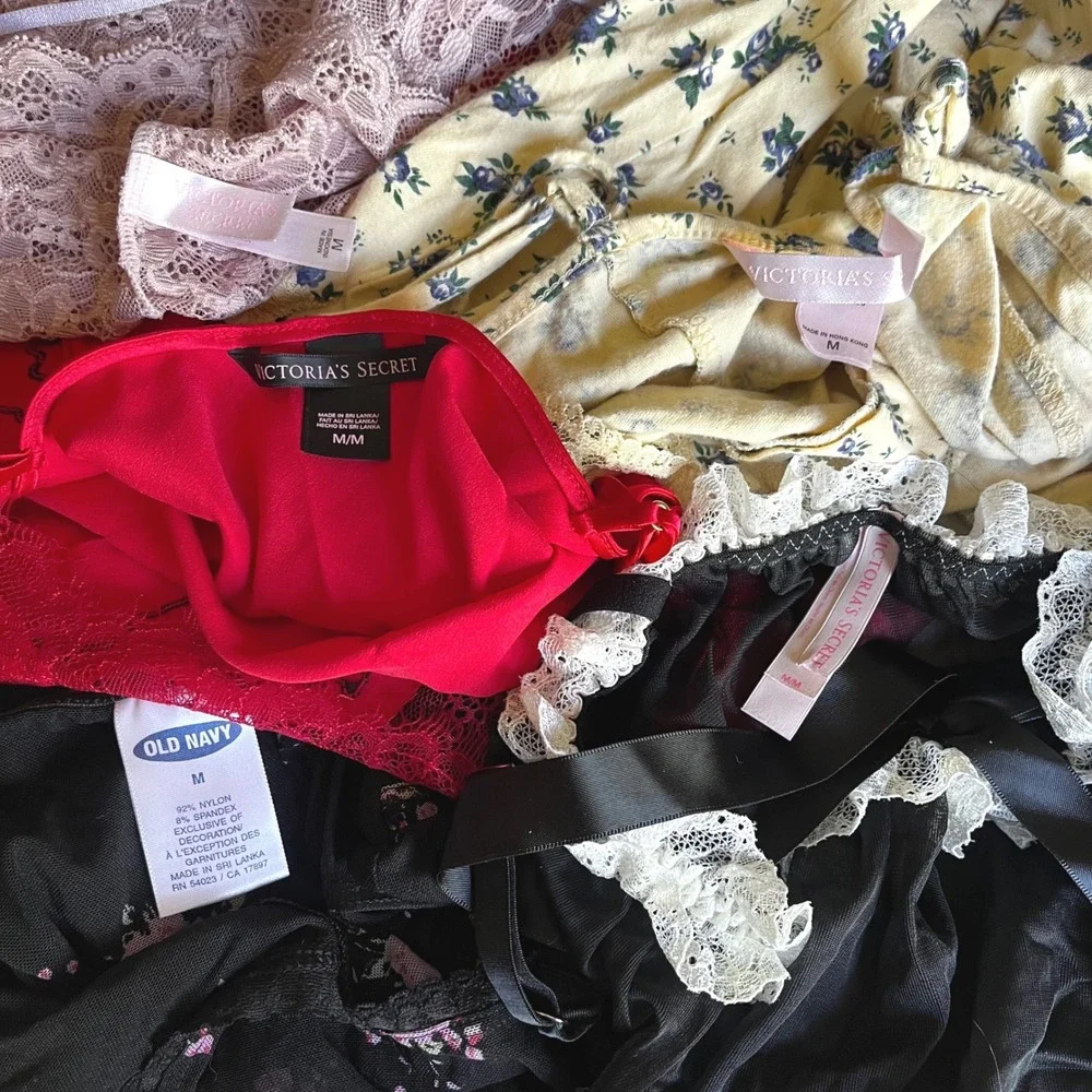 Y2K Victoria's Secret Lingerie Lot M Coquette Lace Slip Cami Sleepwear Bundle